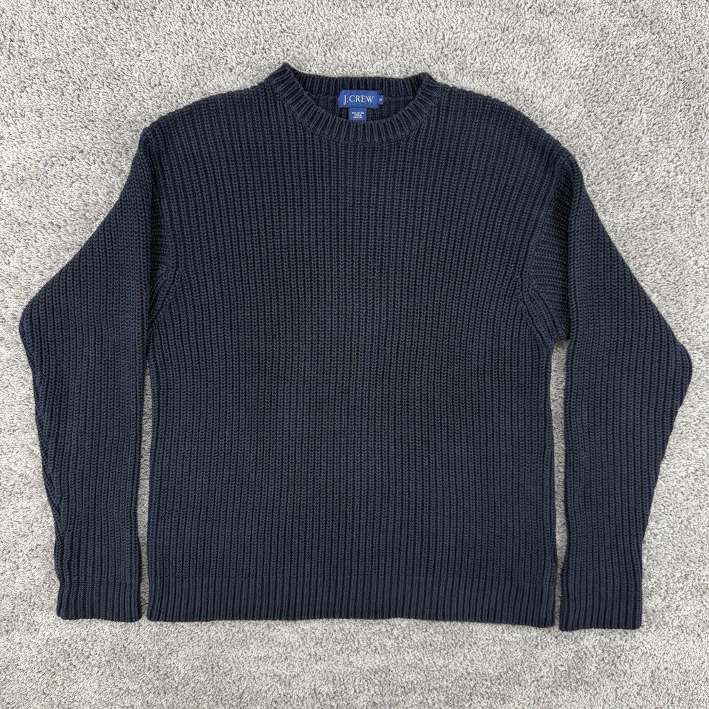 Vintage J Crew Sweater Men's S Navy Crewneck Fisherman Chunky Cotton